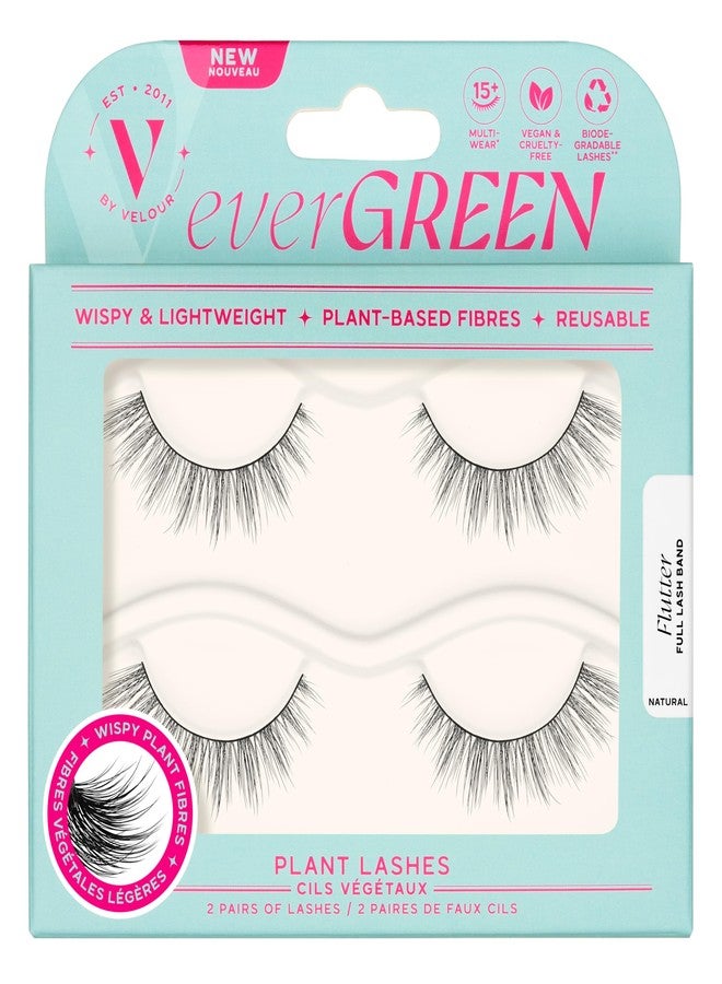 Velour everGREEN Plant Lashes, Lashes Pack, Full Band, Strip Lashes, Natural Wispy Eyelashes, Fake Eyelashes, Plant Based Fibres, Flared & Natural Volume (Flutter Multi-Pack) - Image 1